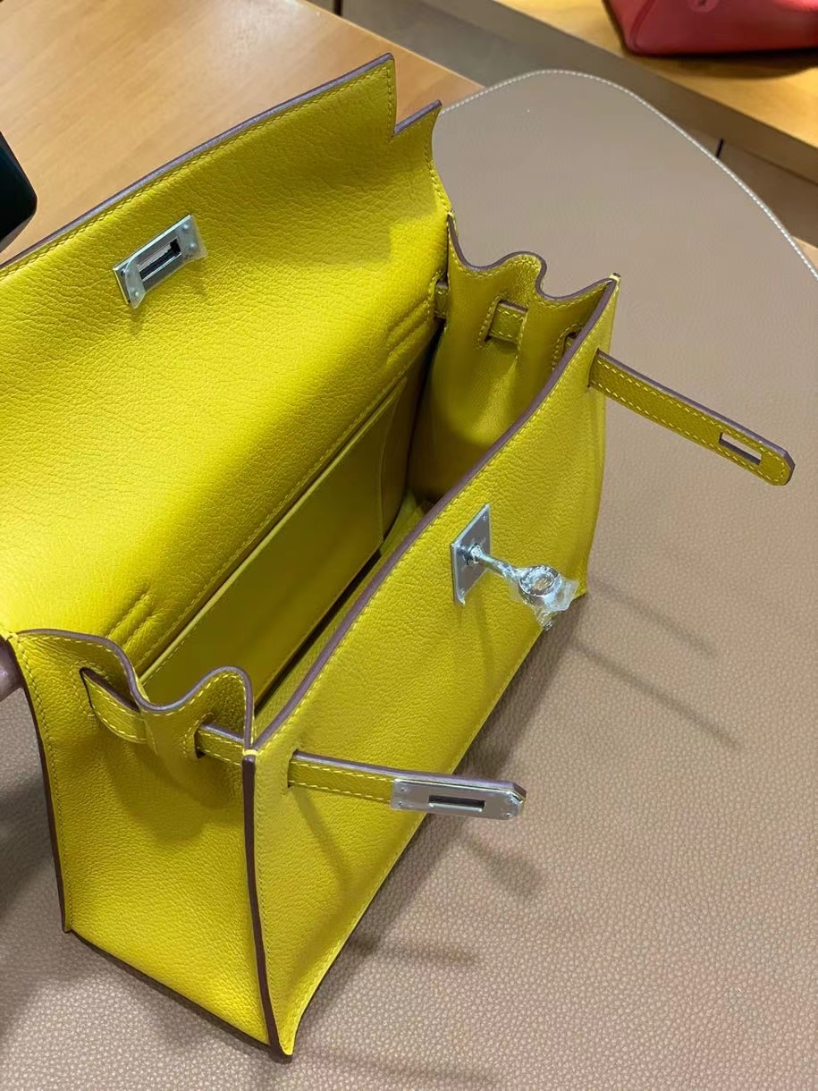 Hermès（爱马仕）Kelly danse evercolor 9D琥珀黄 22cm 银扣 现货