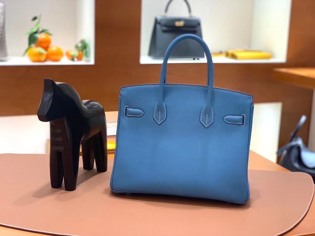 Hermès（爱马仕）Birkin 铂金包 Togo 牛仔蓝 银扣 30cm