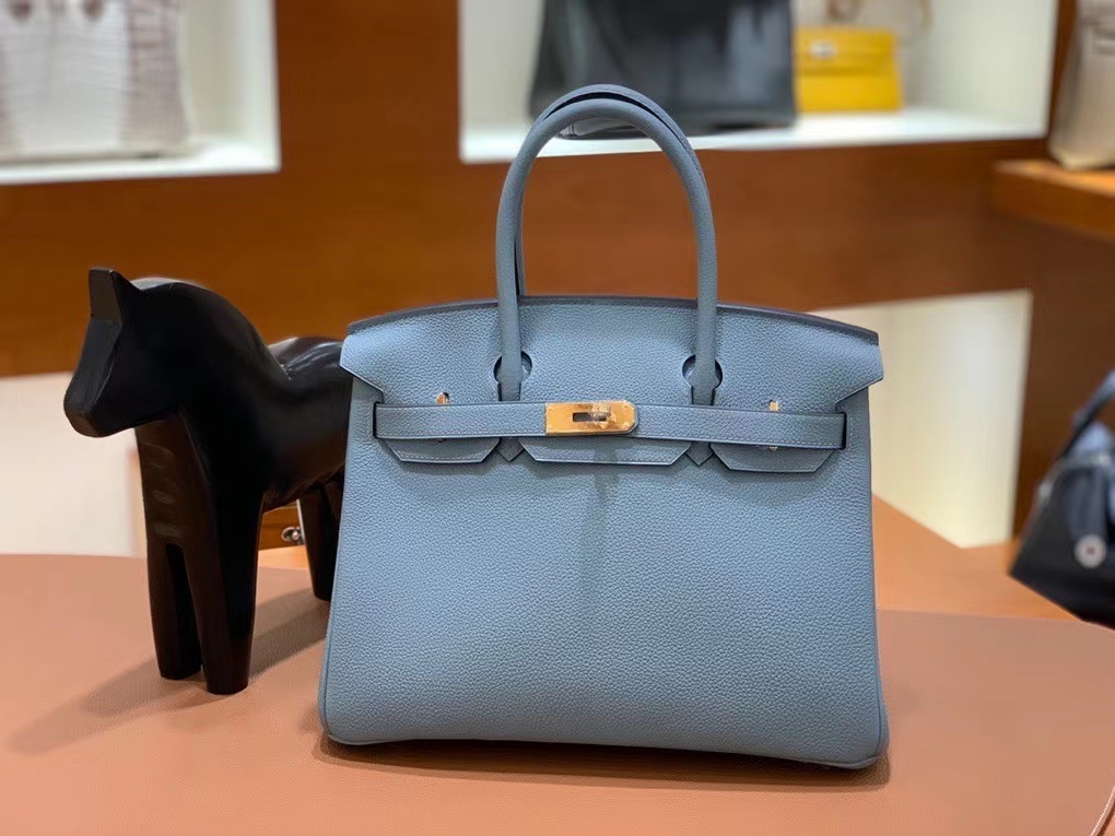 Hermès（爱马仕）Birkin 铂金包 Togo 天青色 金扣 30cm