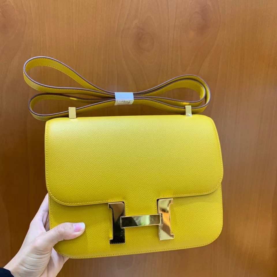 Hermès（爱马仕）Constance 空姐包 epsom 琥珀黄 金扣 24cm 现货
