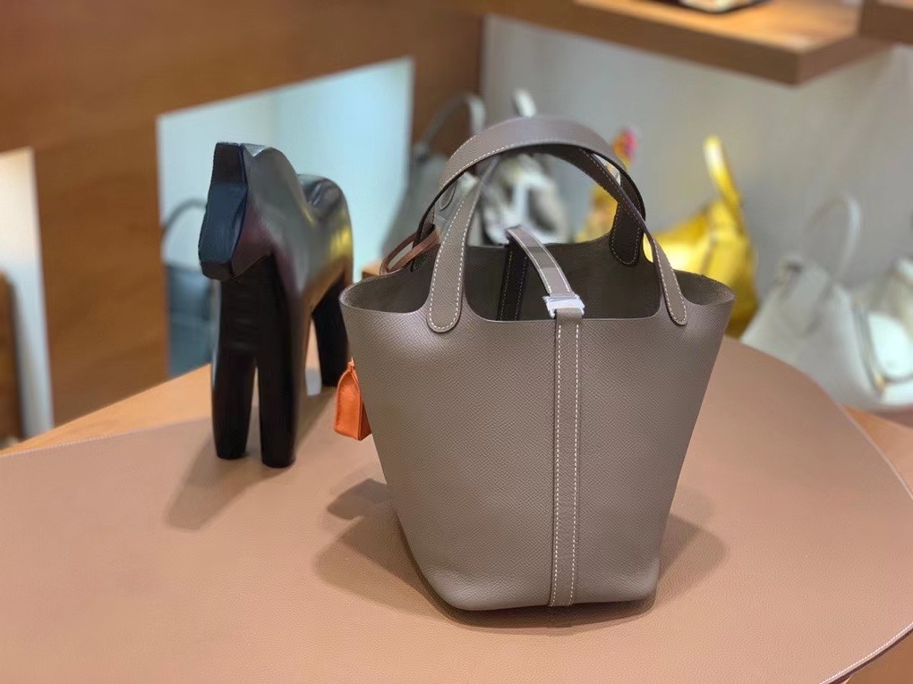 Hermès（爱马仕）Picotin 菜篮子 epsom 大象灰 18cm 银扣 现货