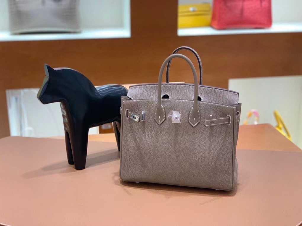 Hermès（爱马仕）Birkin 铂金包 Togo 大象灰 银扣 25cm