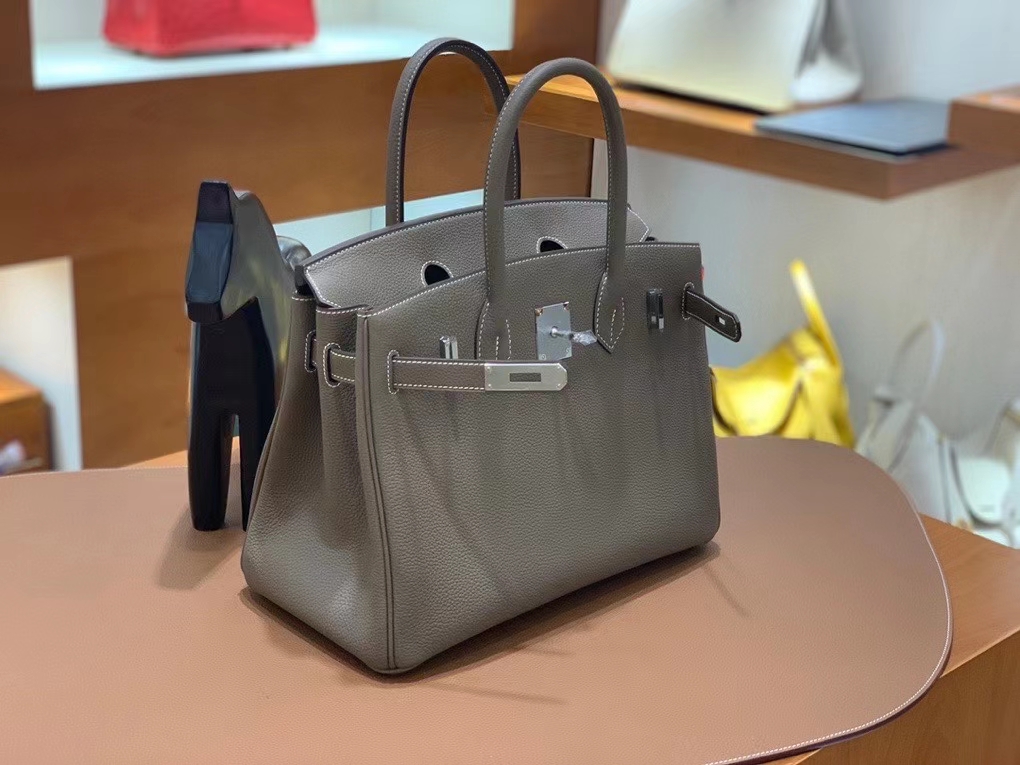 Hermès（爱马仕）Birkin 铂金包 Togo 大象灰 银扣 30cm