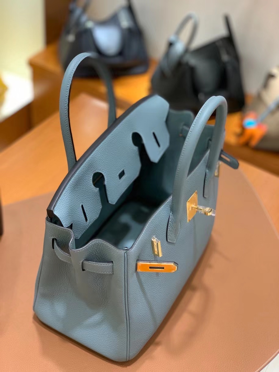Hermès（爱马仕）Birkin 铂金包 Togo 天青色 金扣 30cm