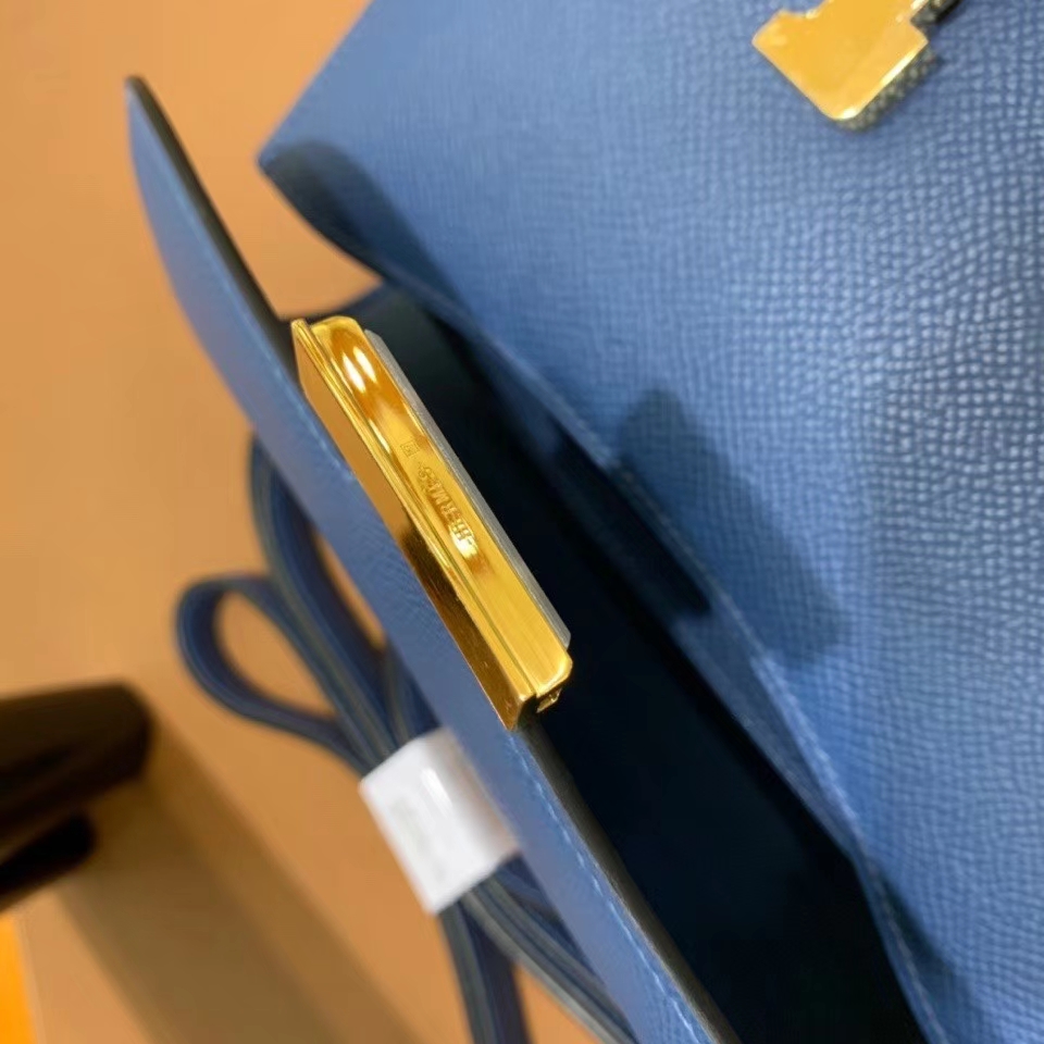 Hermès（爱马仕）Constance 空姐包 epsom 玛瑙蓝 19cm 金扣 现货