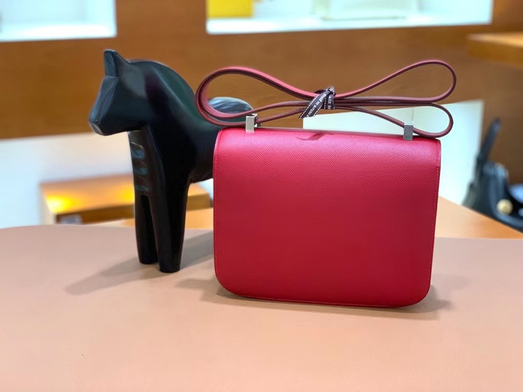 Hermès（爱马仕）Constance 空姐包 epsom 国旗红 银扣 24cm 现货