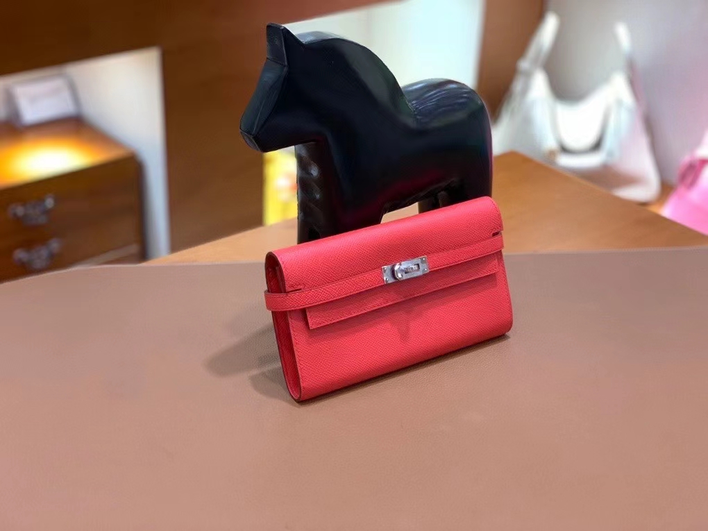 Hermès（爱马仕）epsom 斋尔普粉 Kelly 钱夹 银扣 现货