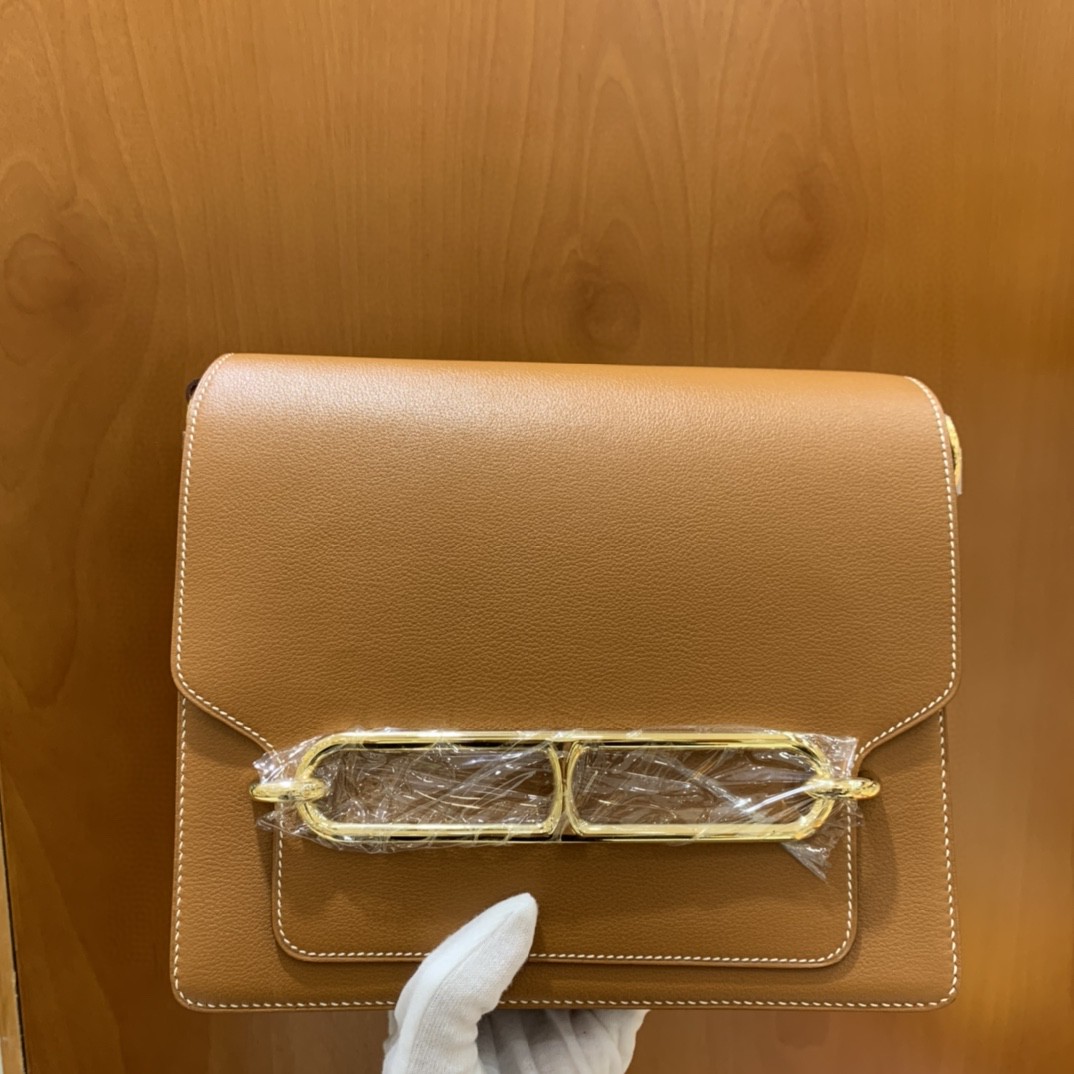 Hermès（爱马仕）Roulis 猪鼻子 evercolor 金棕色 23cm 金扣 现货