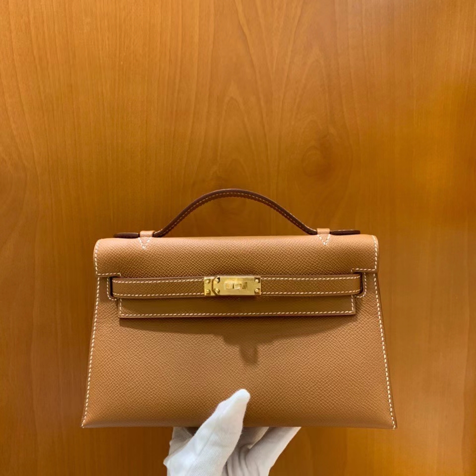 Hermès（爱马仕）Epsom 金棕色 miniKelly 22cm 金扣 现货
