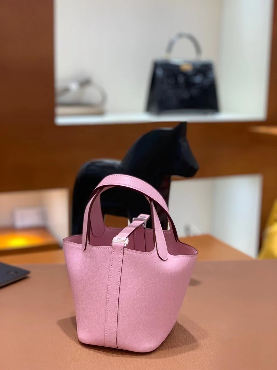 Hermès（爱马仕）Picotin 菜篮子 swift皮 3Q水粉色 14cm 银扣 现货