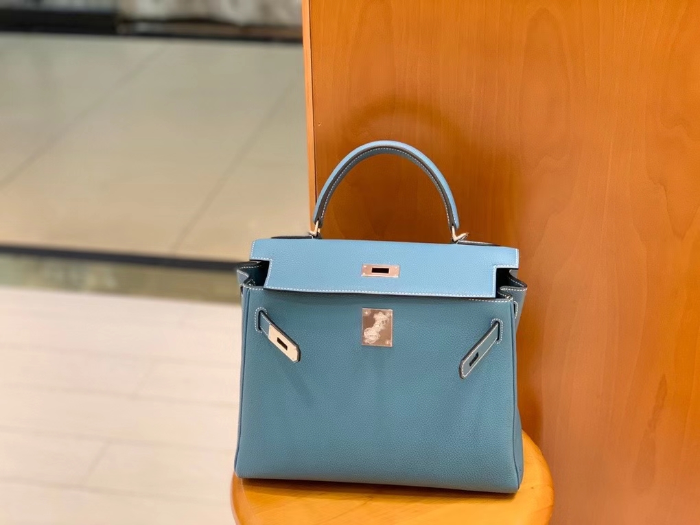 Hermès（爱马仕）Kelly 凯莉包  Togo 牛仔蓝 28cm 银扣 现货
