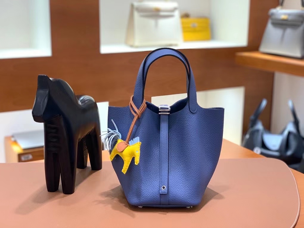 Hermès（爱马仕） Picotin 菜篮子 TC 玛瑙蓝 18cm 银扣 现货