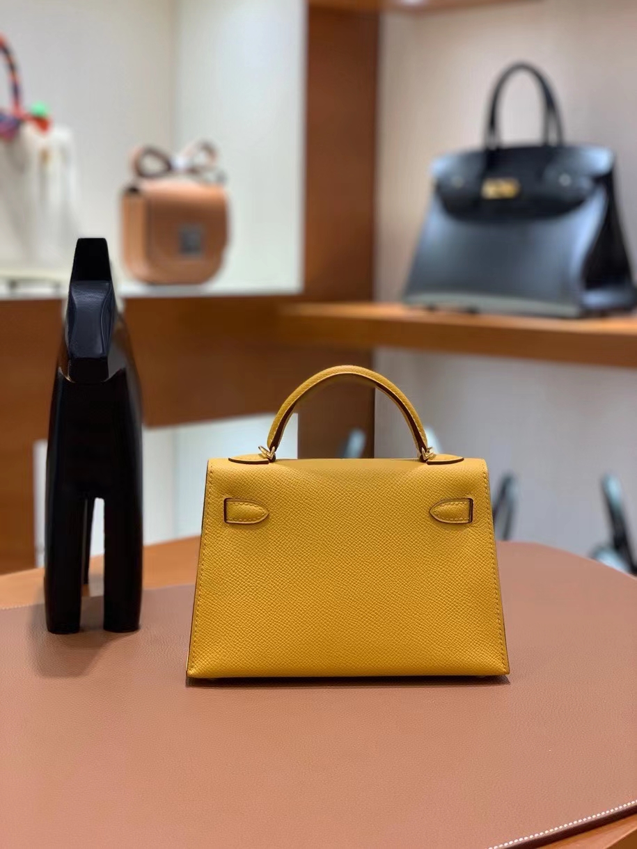 Hermès（爱马仕）Epsom 9D琥珀黄 minikelly 19cm 金扣 现货