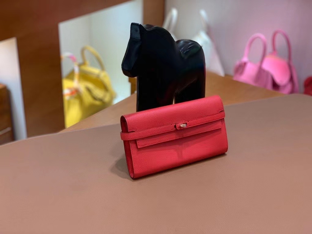 Hermès（爱马仕）epsom 番茄红 Kelly 钱夹 金扣 现货