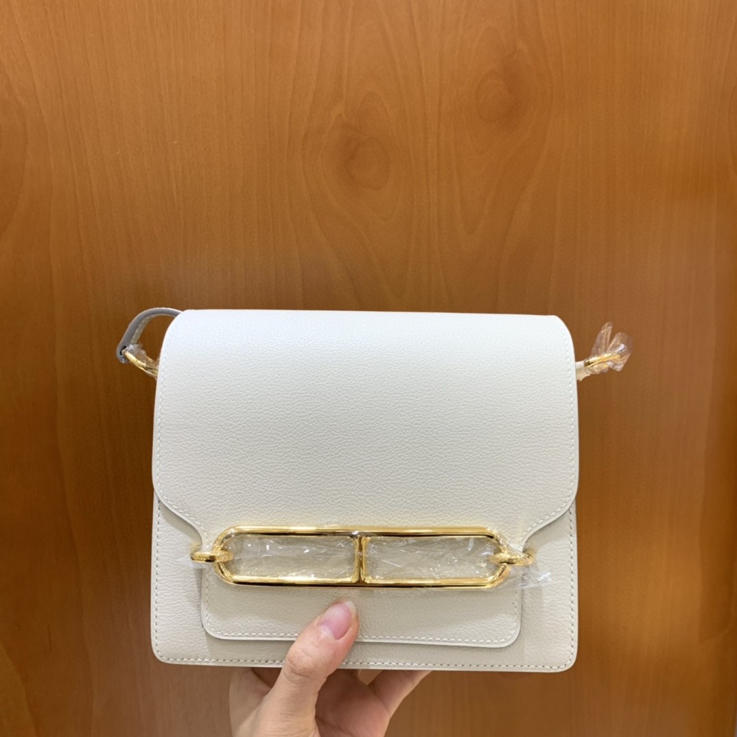 Hermès（爱马仕）Roulis 猪鼻子 evercolor 奶昔白 18cm 金扣 现货