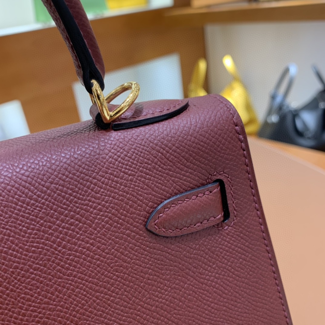 Hermès（爱马仕）Kelly 凯莉包 Epsom 波尔多酒红 金扣 25cm