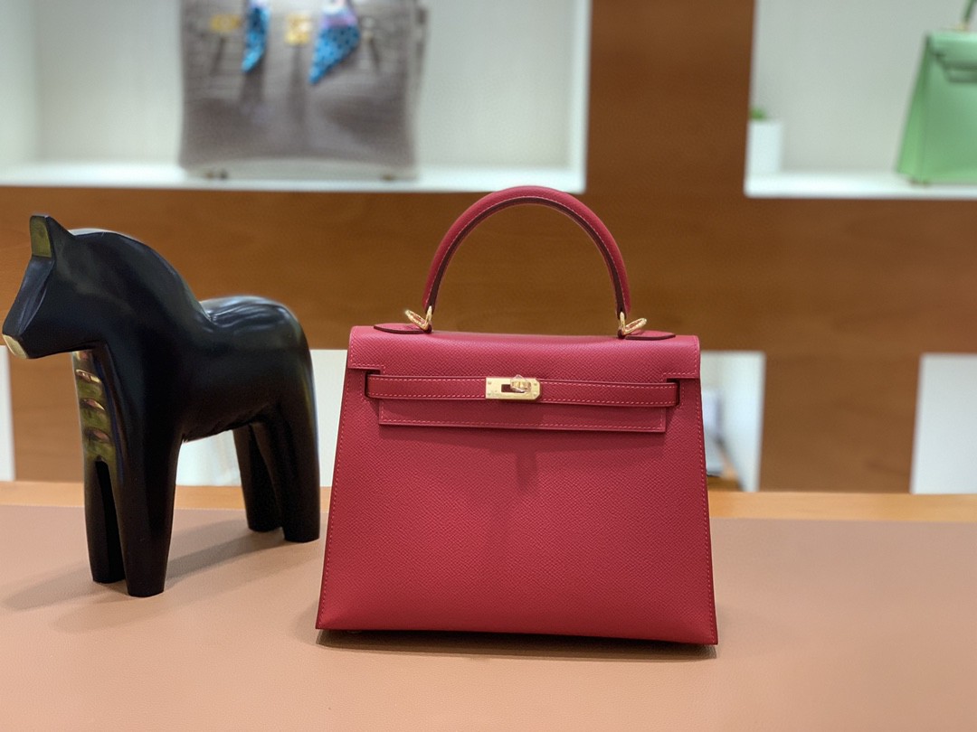 Hermès（爱马仕）Kelly 凯莉包 Epsom 国旗红 金扣 25cm