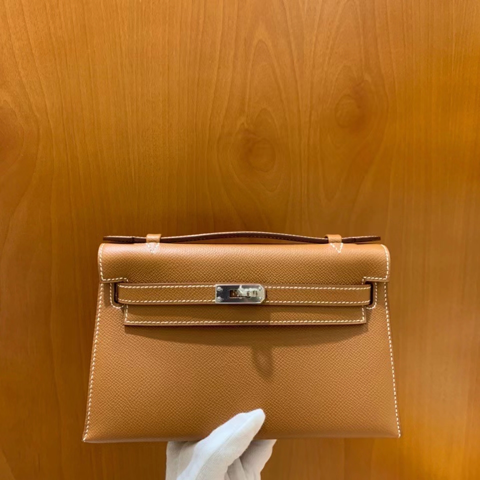 Hermès（爱马仕）Epsom 金棕色 miniKelly 22cm 银扣 现货