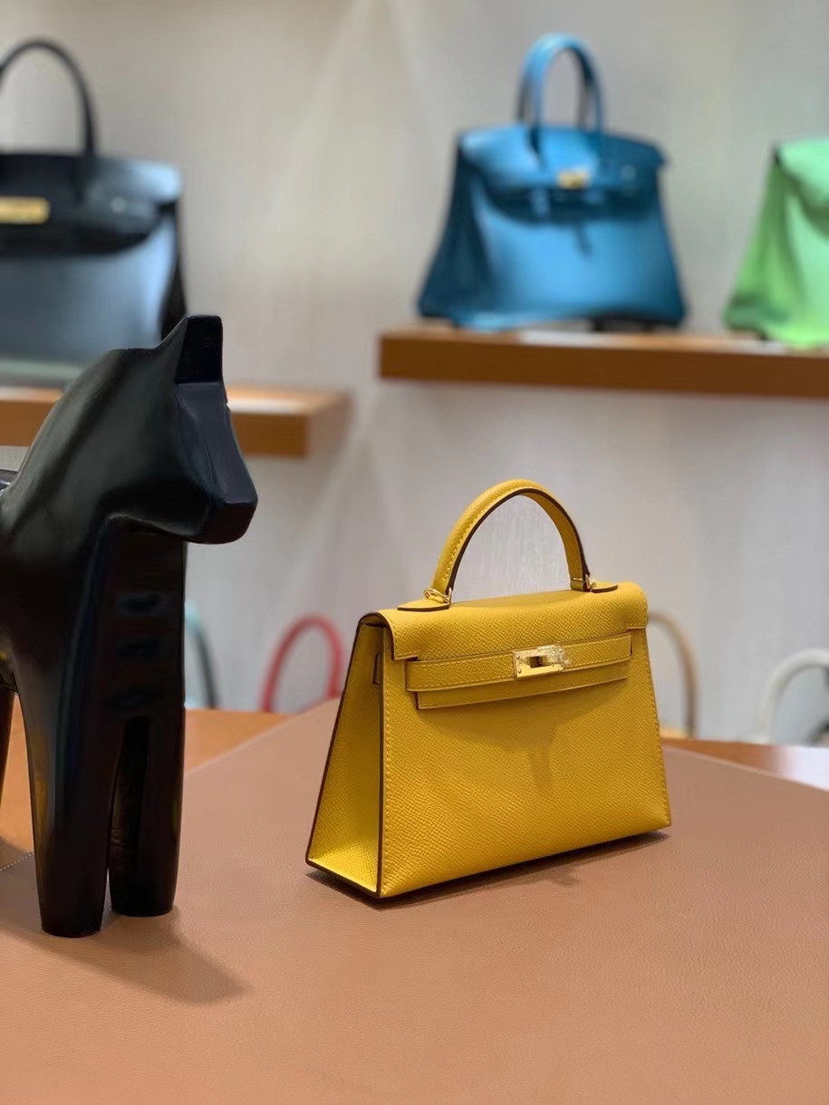 Hermès（爱马仕）Epsom 9D琥珀黄 minikelly 19cm 金扣 现货