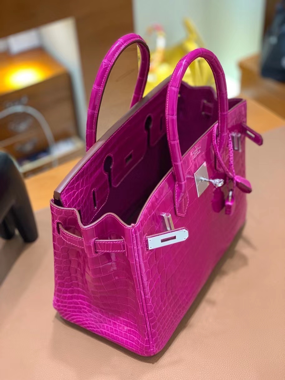 Hermès（爱马仕）Birkin 铂金包 亮面尼罗鳄 天方夜谭紫 银扣 30cm