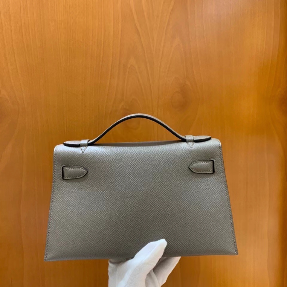Hermès（爱马仕） Epsom 锡器灰 miniKelly 22cm 银扣 现货