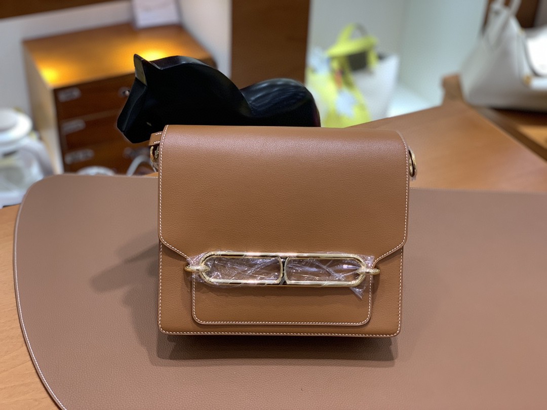 Hermès（爱马仕）Roulis 猪鼻子 evercolor 金棕色 23cm 金扣 现货
