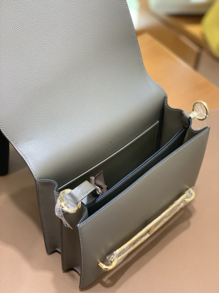 Hermès（爱马仕）Roulis 猪鼻子 evercolor 沥青灰 23cm 金扣 现货