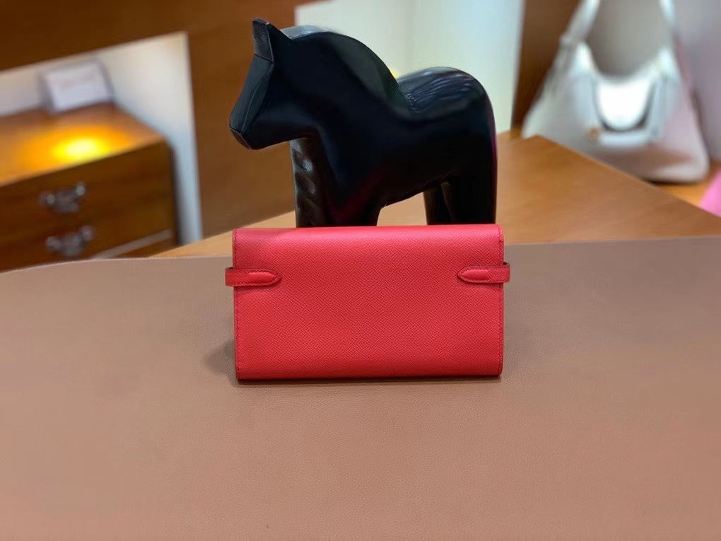 Hermès（爱马仕）epsom 番茄红 Kelly 钱夹 金扣 现货