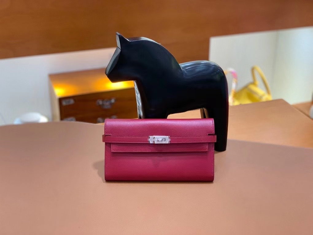 Hermès（爱马仕）epsom 石榴红 Kelly 钱夹 银扣 现货