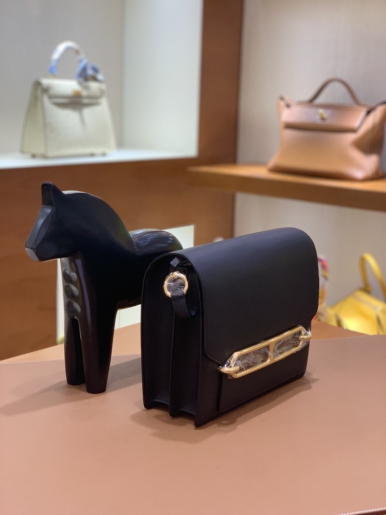 Hermès（爱马仕）Roulis 猪鼻子 evercolor 黑色 23cm 金扣 现货