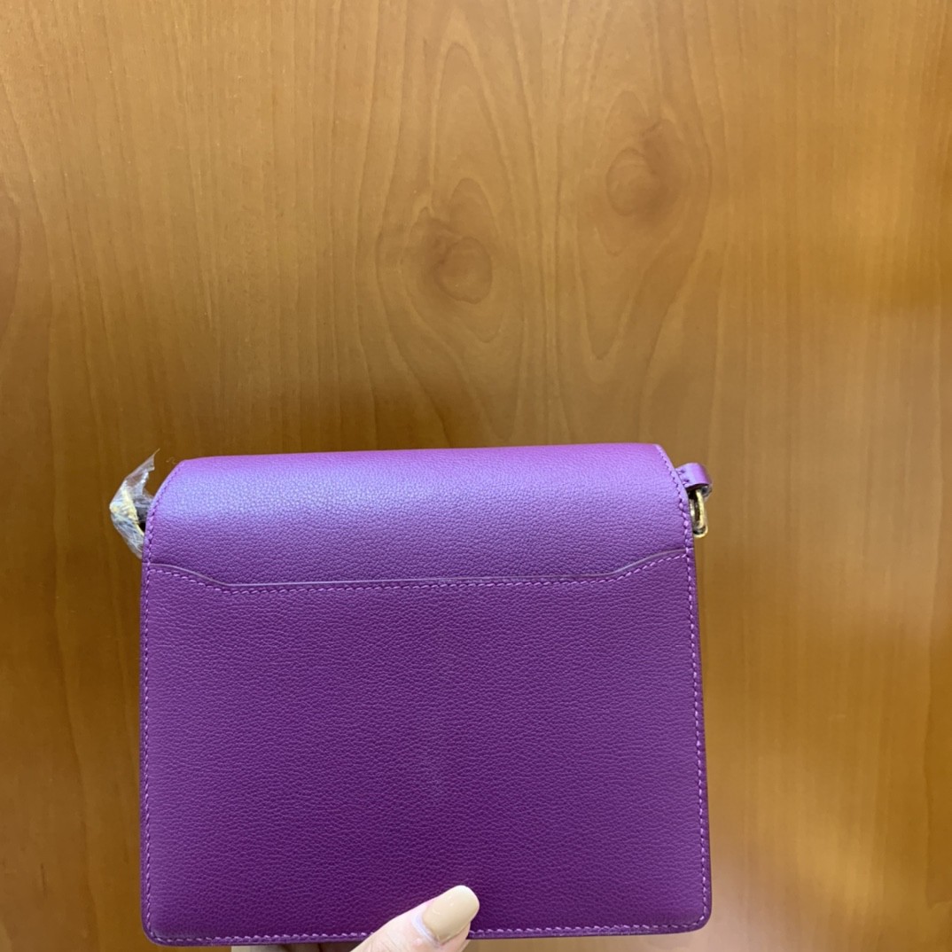 Hermès（爱马仕）Roulis 猪鼻子 evercolor 海葵紫 18cm 金扣 现货