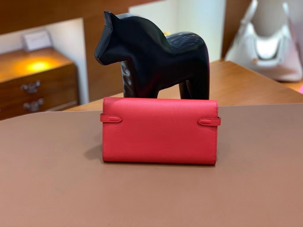 Hermès（爱马仕）epsom 斋尔普粉 Kelly 钱夹 银扣 现货