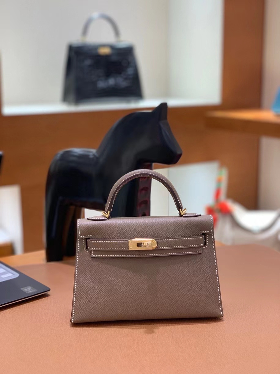 Hermès（爱马仕）epsom 大象灰 minikelly 19cm 金扣 现货