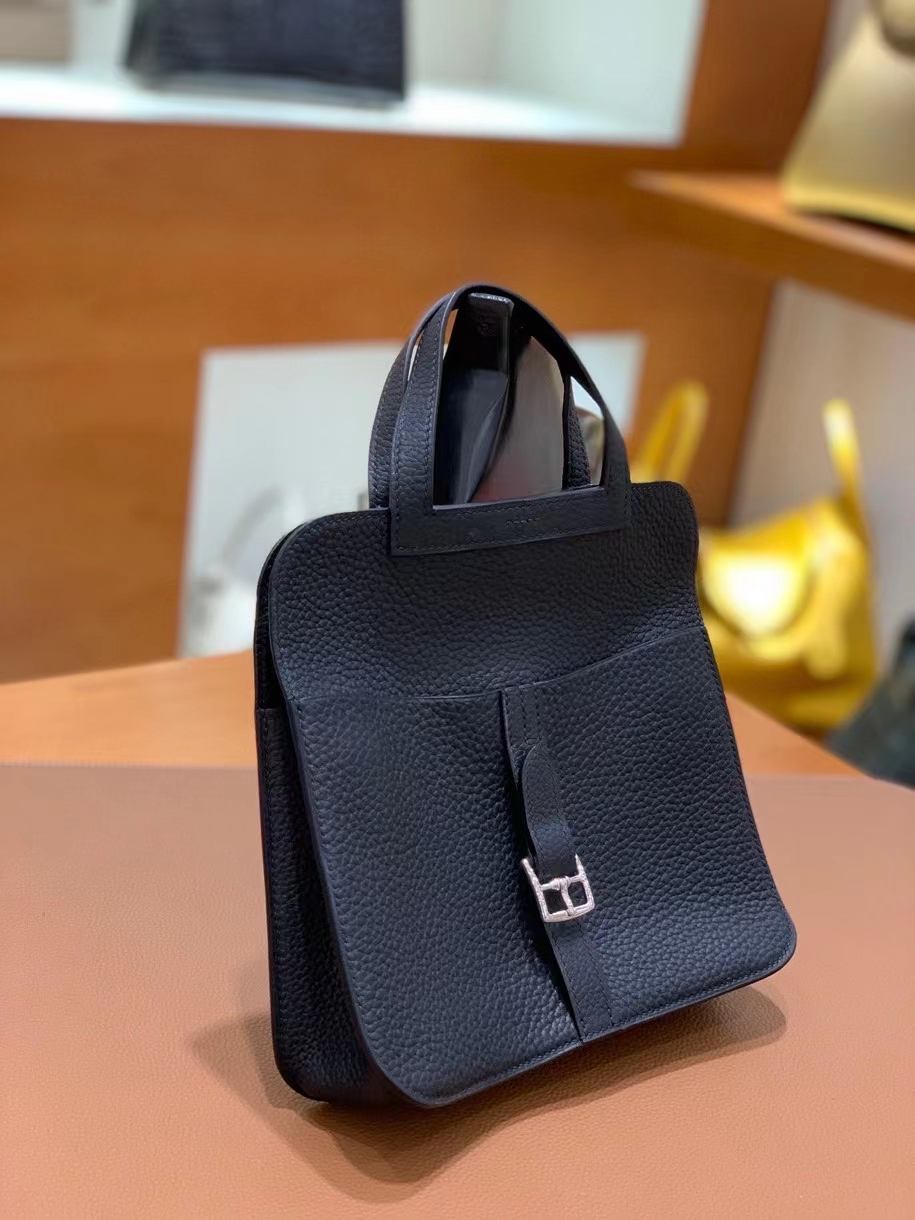 Hermès（爱马仕）TC 黑色 Halzan 22cm 银扣 现货