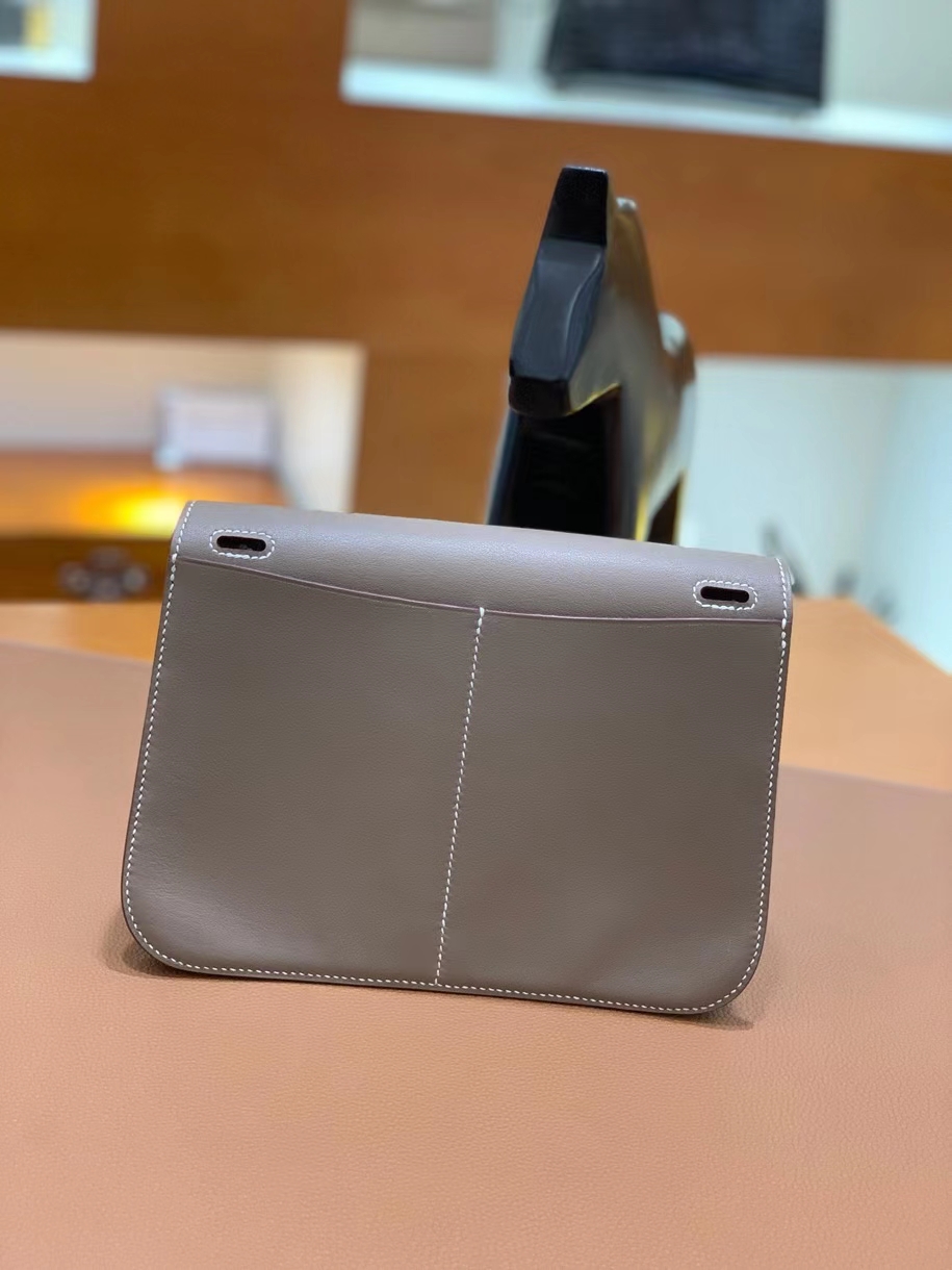 Hermès（爱马仕）Halzan 大象灰 Swift皮 22cm 银扣 现货