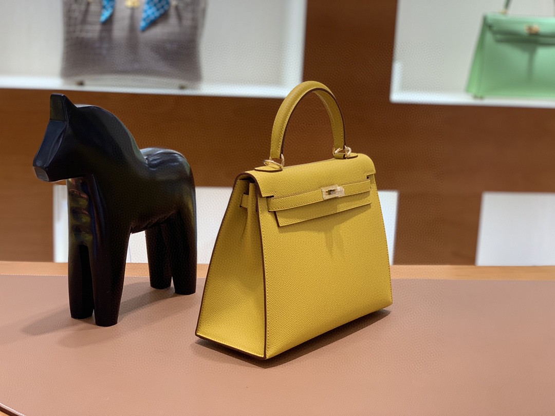 Hermès（爱马仕）Kelly 凯莉包 Epsom 琥珀黄 金扣 25cm