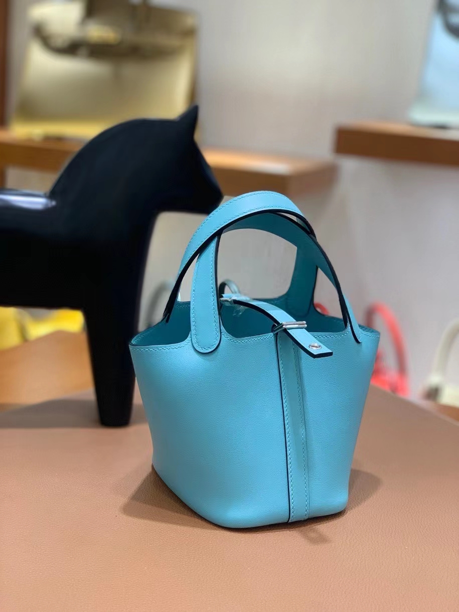 Hermès（爱马仕）Picotin 菜篮子 swift皮 3P马卡龙蓝 14cm 银扣 现货