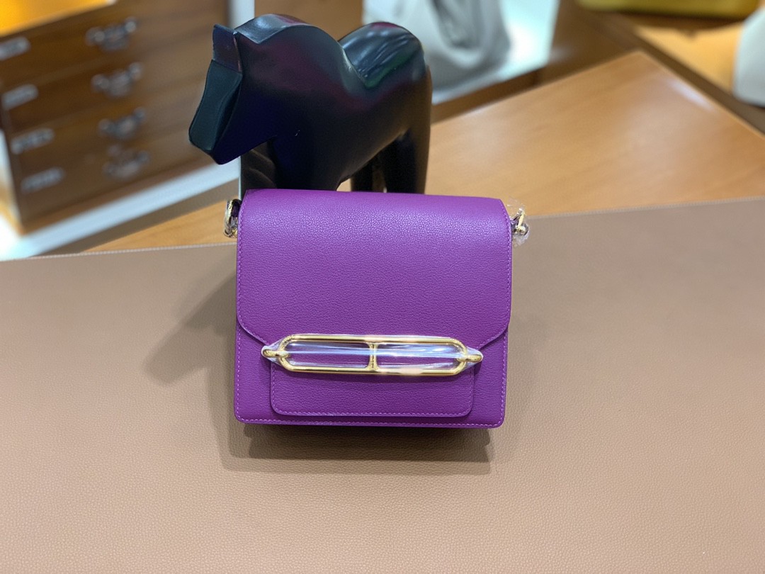 Hermès（爱马仕）Roulis 猪鼻子 evercolor 海葵紫 18cm 金扣 现货