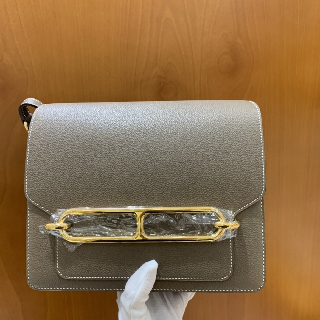 Hermès（爱马仕）Roulis 猪鼻子 evercolor 大象灰 23cm 金扣 现货