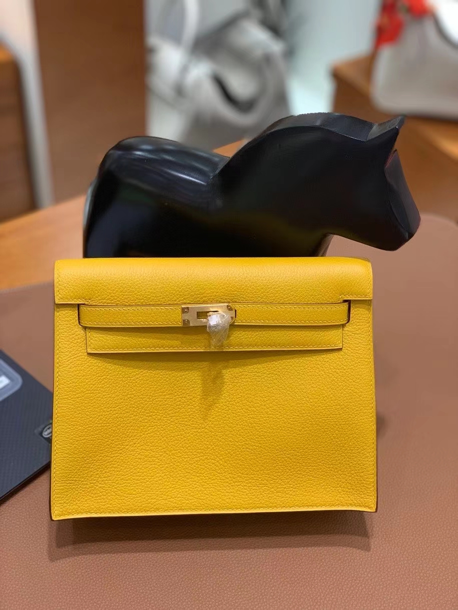 Hermès（爱马仕）evercolor 9D琥珀黄 Kelly danse 22cm 金扣 现货