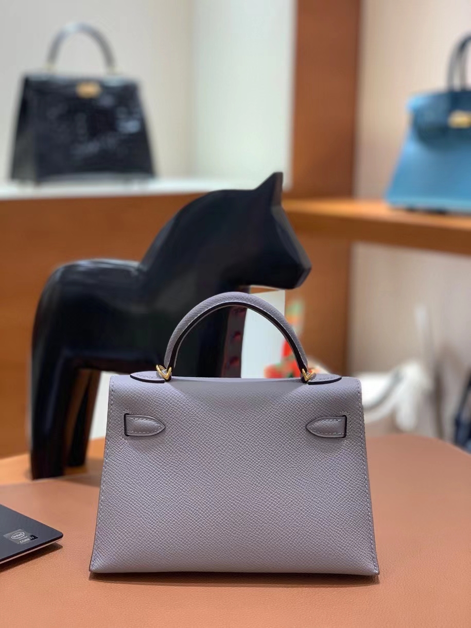 Hermès（爱马仕）epsom 2Z海鸥灰 miniKelly 19cm 金扣 现货