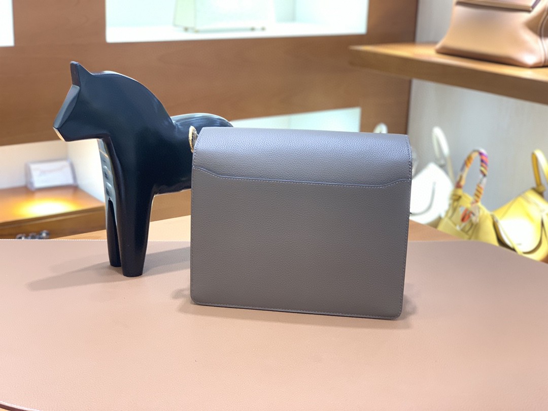 Hermès（爱马仕）Roulis 猪鼻子 evercolor 沥青灰 23cm 金扣 现货