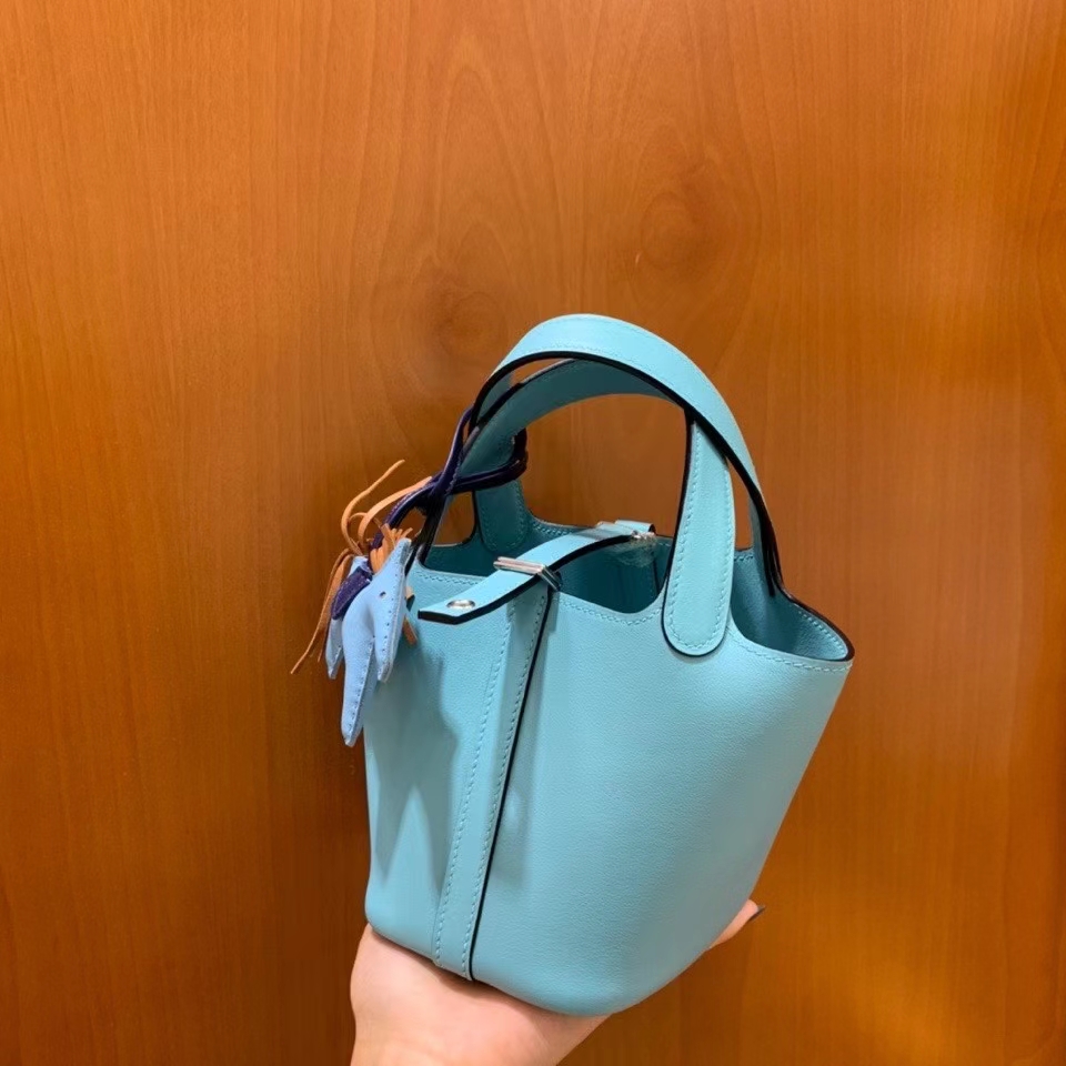 Hermès（爱马仕）Picotin 菜篮子 swift皮 3P马卡龙蓝 14cm 银扣 现货