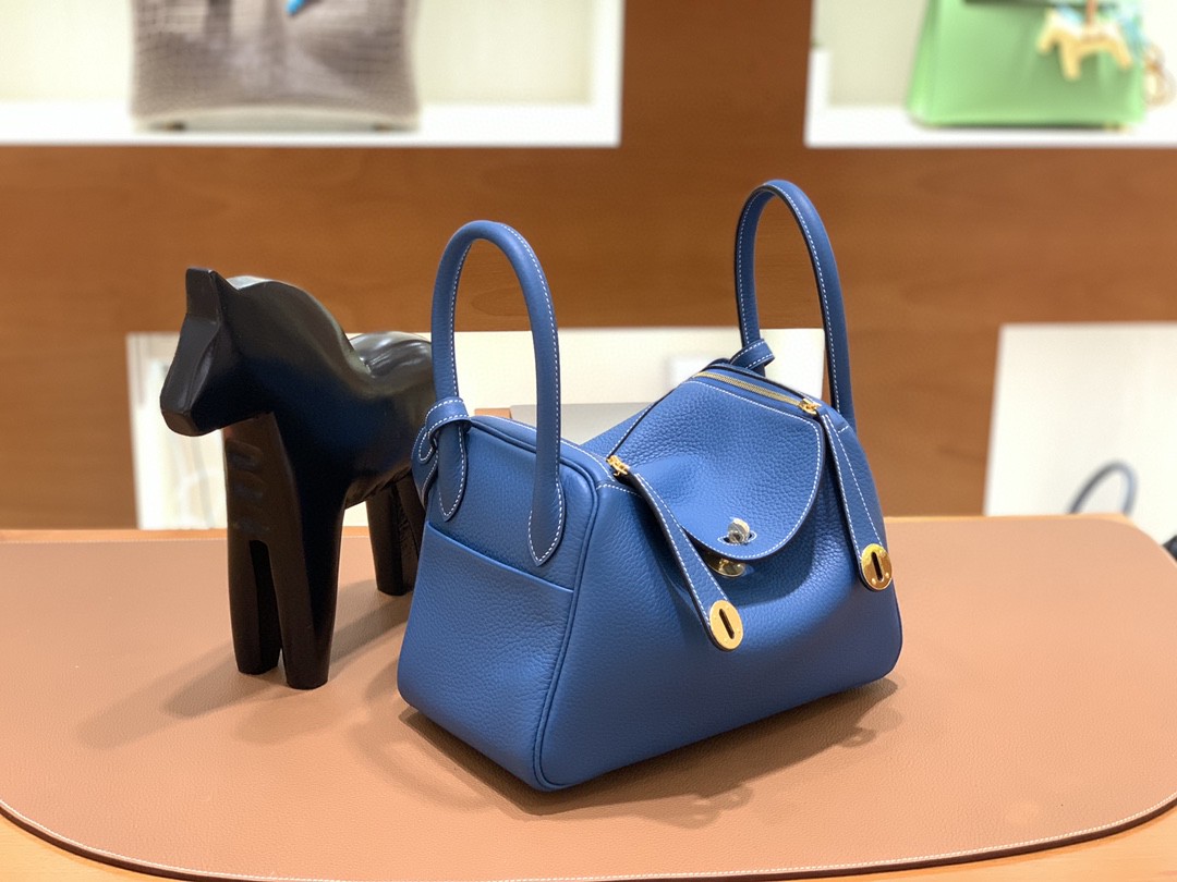Hermès（爱马仕）Lindy 琳迪包 TC 牛仔蓝 金扣 26cm 现货