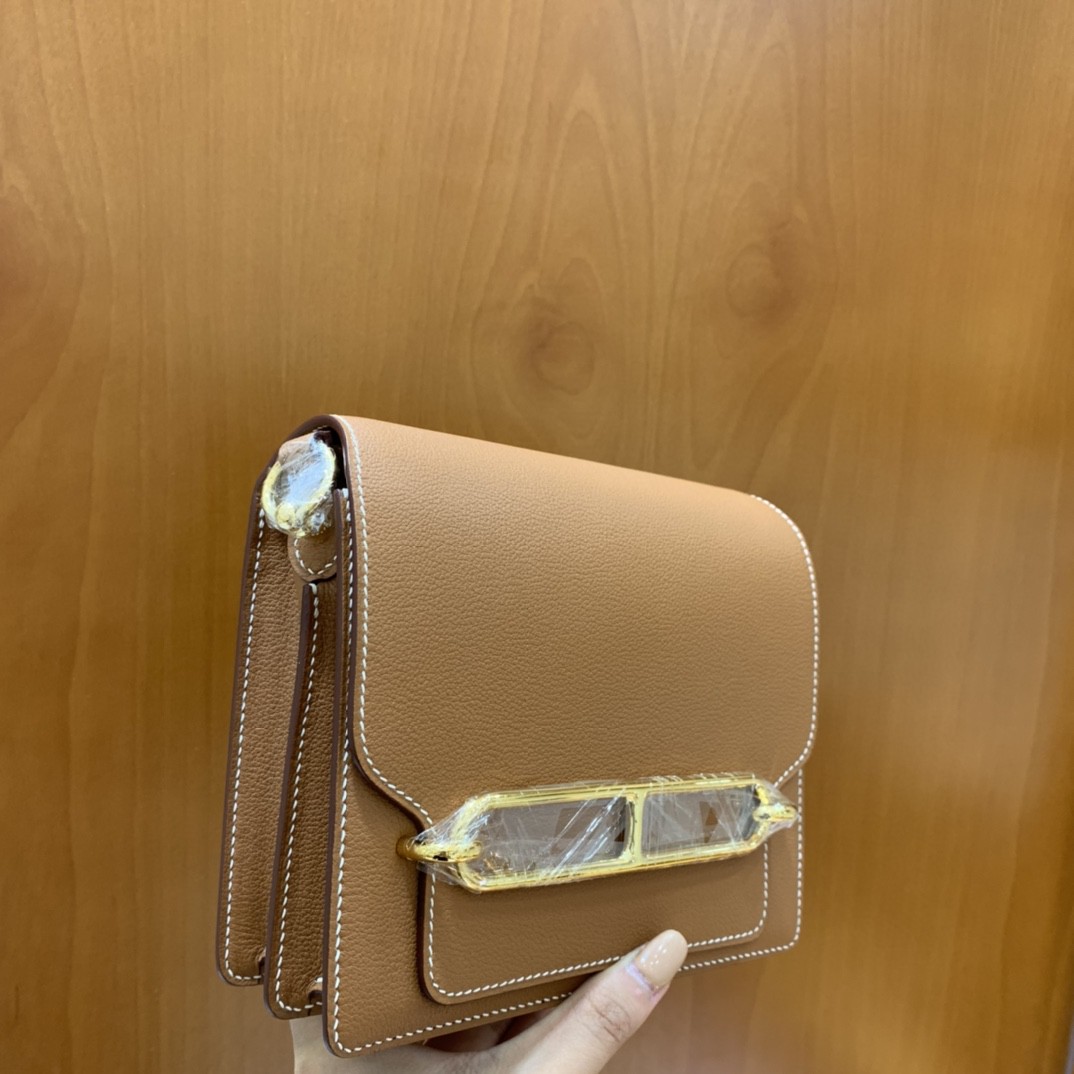 Hermès（爱马仕）Roulis 猪鼻子 evercolor 金棕色 18cm 金扣 现货