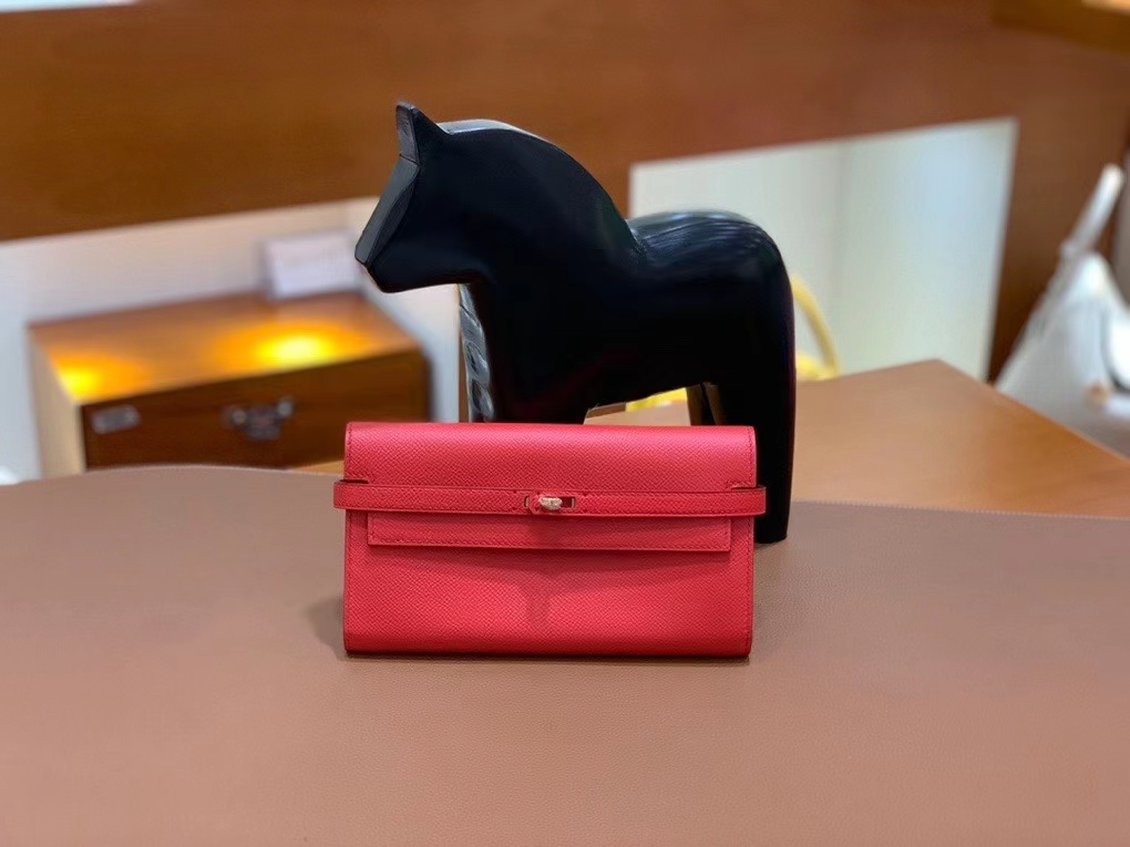 Hermès（爱马仕）epsom 番茄红 Kelly 钱夹 金扣 现货