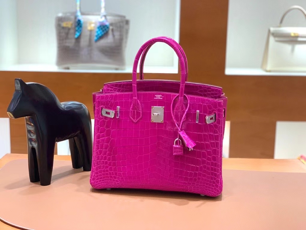 Hermès（爱马仕）Birkin 铂金包 亮面尼罗鳄 天方夜谭紫 银扣 30cm