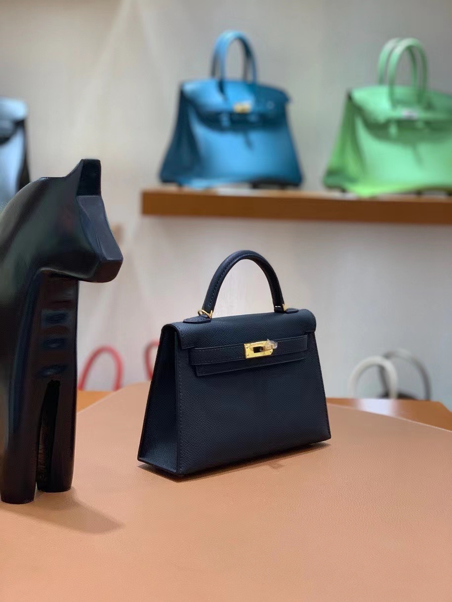 Hermès（爱马仕）Epsom 黑色 minikelly 19cm 金扣 现货