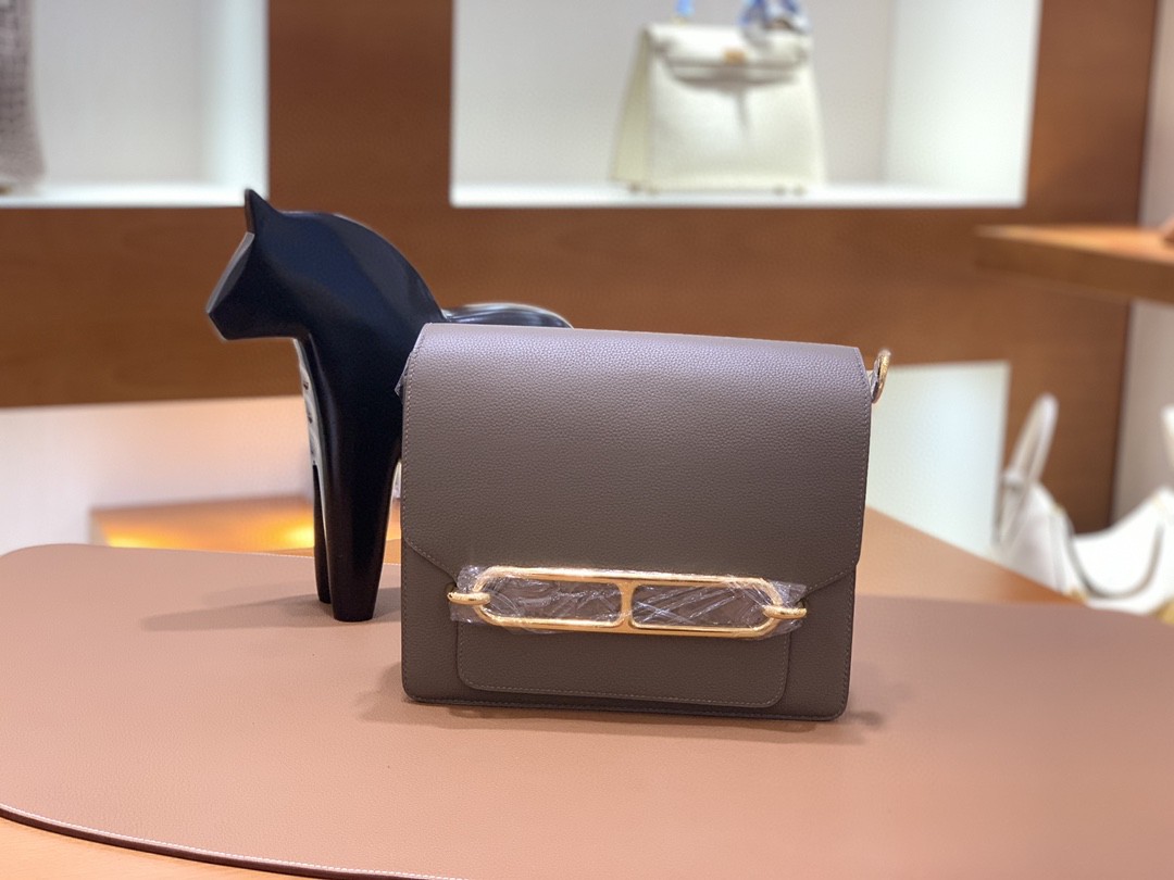 Hermès（爱马仕）Roulis 猪鼻子 evercolor 沥青灰 23cm 金扣 现货