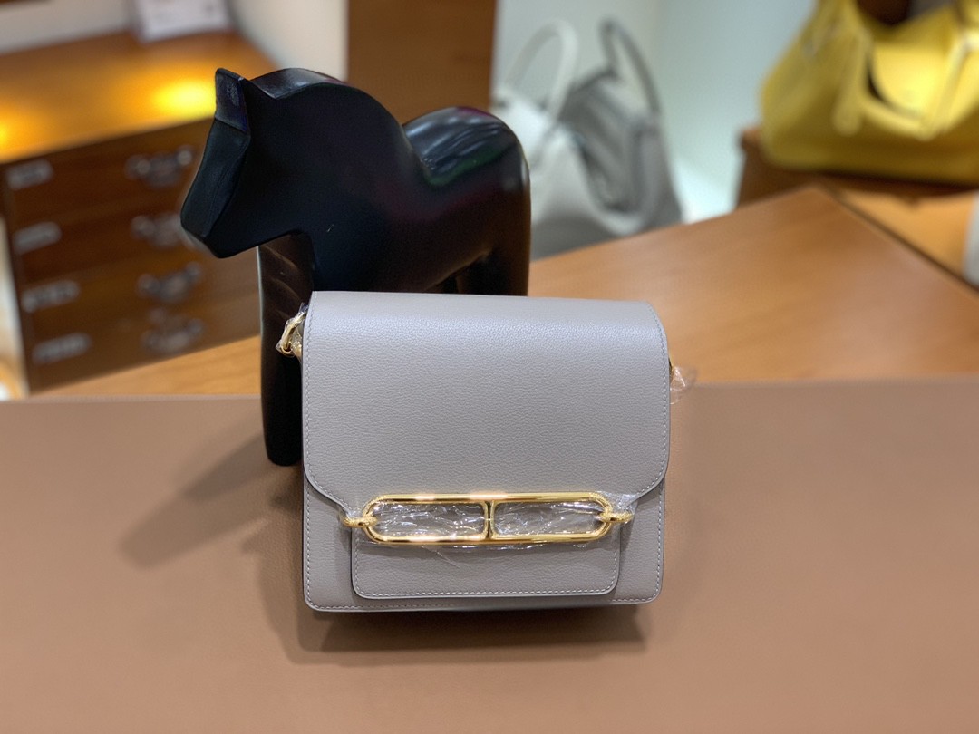 Hermès（爱马仕）Roulis 猪鼻子 evercolor 沥青灰 18cm 金扣 现货